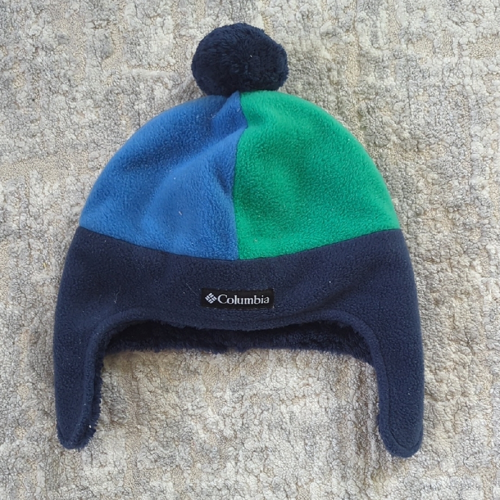Columbia Kids' Fleece Hat with Blue and Green Panels Size Youth L/XL